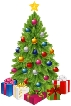 a christmas tree with presents around it