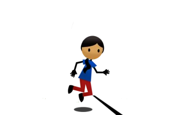 a cartoon character running on a white background