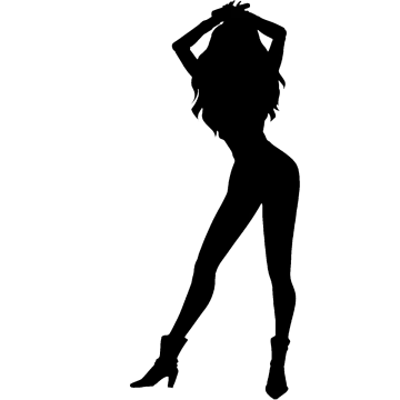 a silhouette of a woman in black and white