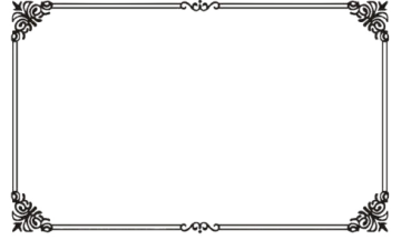 a black and white frame with scrolls