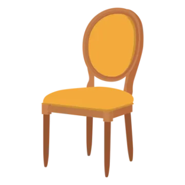 a wooden chair with a yellow seat