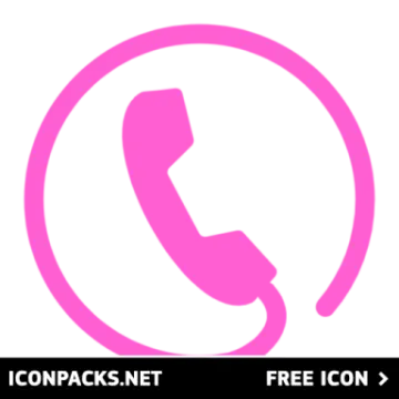 a pink phone icon with the words contact, free on