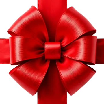 a red bow on a white background
