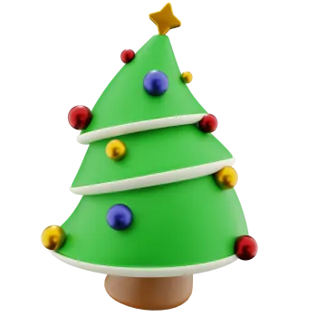 a green christmas tree with balls on it
