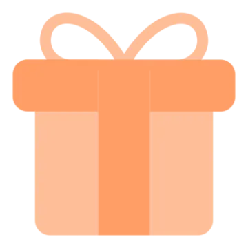 an orange gift box with a bow