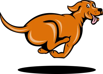 a cartoon dog running on a white background