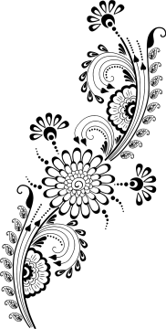 a black and white floral design