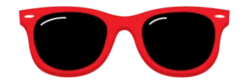 a pair of red sunglasses with black lenses