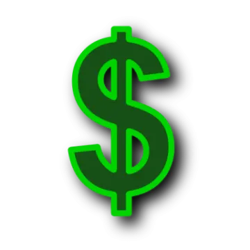 a green dollar sign on a white background