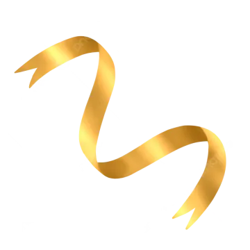 a gold ribbon on a white background