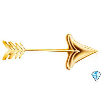 a gold arrow with a blue diamond on it