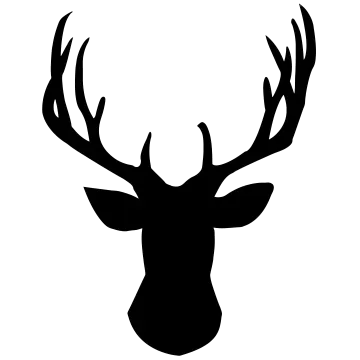 a deer head silhouetted on a white background