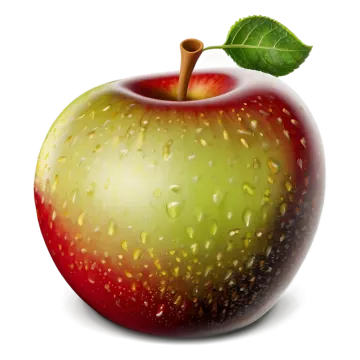 a red and green apple