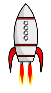 a rocket with the letter s on it