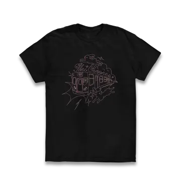 a black t - shirt with an image of a woman's face on it