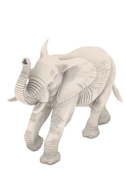 an elephant statue on a white background