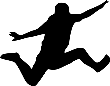 a silhouette of a man jumping