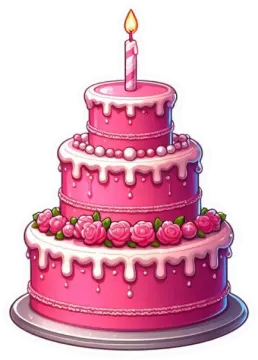 a pink cake with a candle on top