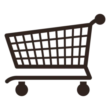 a black and white shopping cart icon
