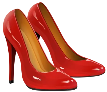 a pair of red high heel shoes