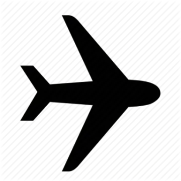 a black and white icon of an airplane