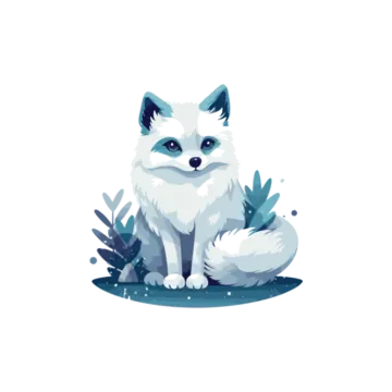 an illustration of a white fox sitting in the grass