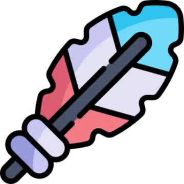 a feather with an arrow in the middle