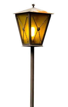 a lamp that is sitting on top of a pole