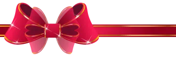 a red and gold ribbon with a bow