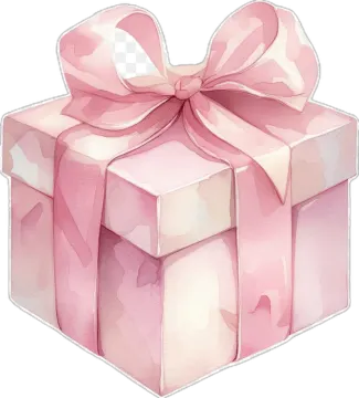 a pink gift box with a bow on top