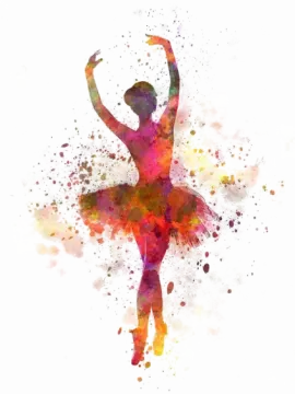 a watercolor painting of a ballerina