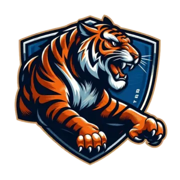 a tiger mascot logo on a white background