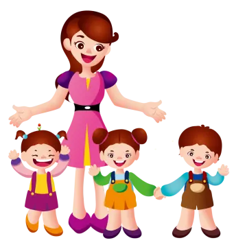 an illustration of a mother with her children