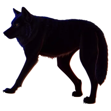 a black wolf silhouetted against a white background