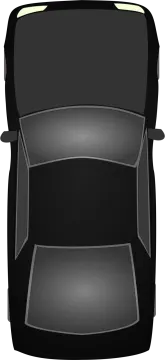 the front view of a black car