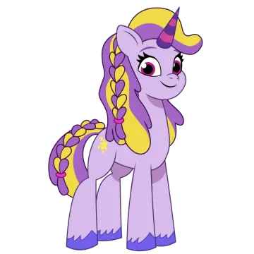 a little pony with purple hair and yellow manes