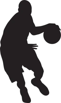 a silhouette of a basketball player throwing the ball