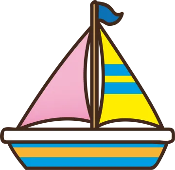 a boat with colorful sails