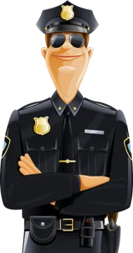 a police officer standing with his arms crossed