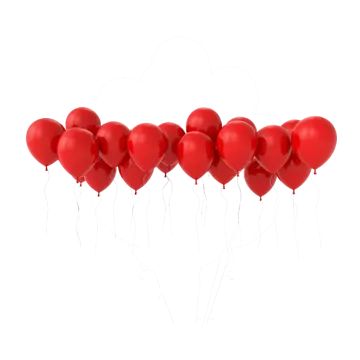 a bunch of red balloons on a white background
