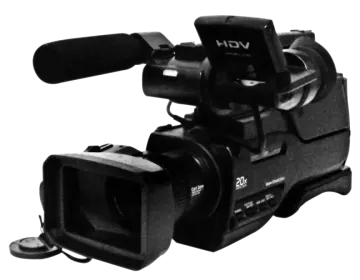 a black and white image of a video camera