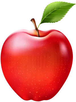 an apple with a leaf on it