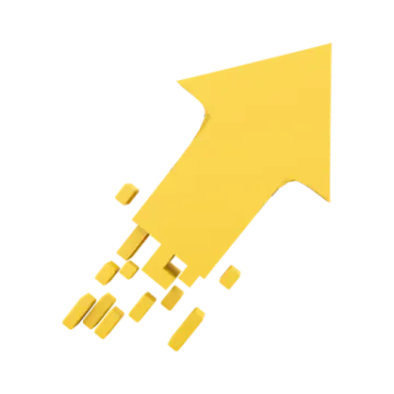 a yellow arrow on a white background