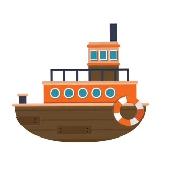 a boat with a life preserveer on it