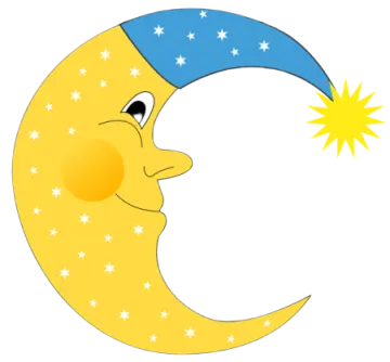 a cartoon moon with stars in the sky