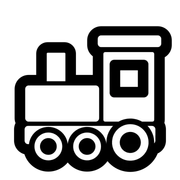 a black and white train icon