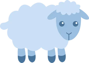 a blue sheep standing on a white background