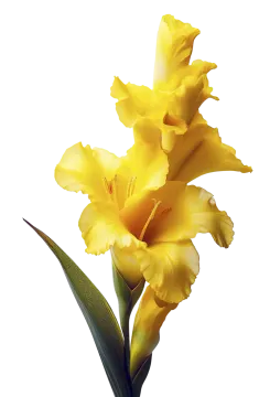 a yellow flower on a white background