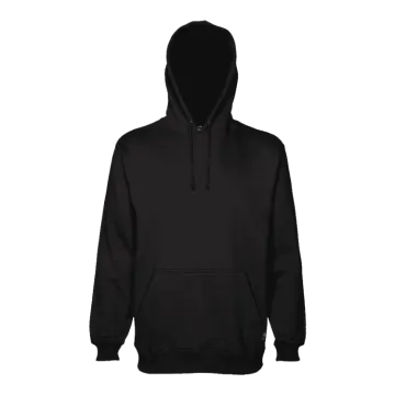 a black hoodedie with the hood up