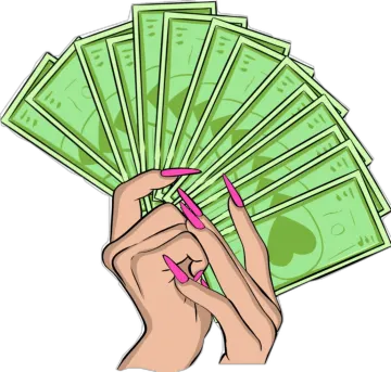 a hand holding a fan of money